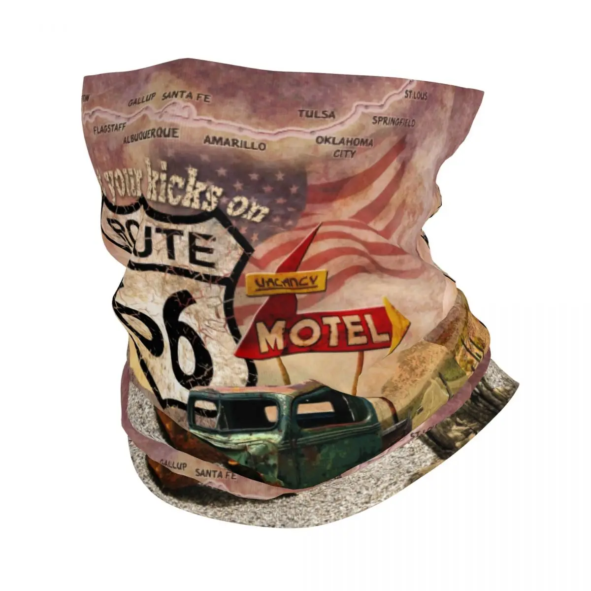 

Get Your Kicks On Route 66 Bandana Neck Gaiter UV Protection Face Scarf Cover USA Highways Road Sign Headwear Tube Balaclava