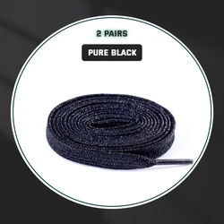 Sparkling Metallic Glitter Shoelace Set - White, Gold, and Silver Flat Laces - 160cm (Pure black)