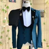 2024 Gorgeous Solid Men Suits 3 Piece Set Elegant Groom Wedding Tuxedo Formal Prom Party Male Suit Slim (Blazer+Vest+Pants) 2