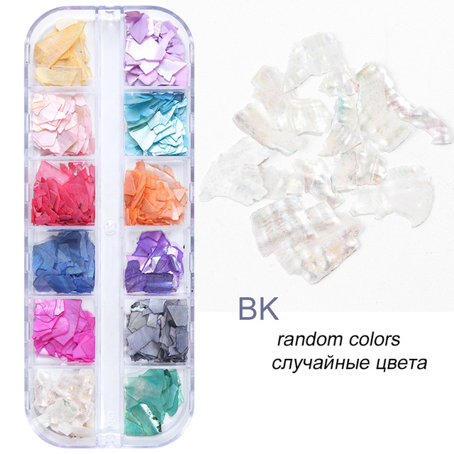 Abalone Shell Slices Nail Art Decorations 3D Broken Sea Shell Stone Flakes Aurora Charms Nails Accessories Manicure TRBY