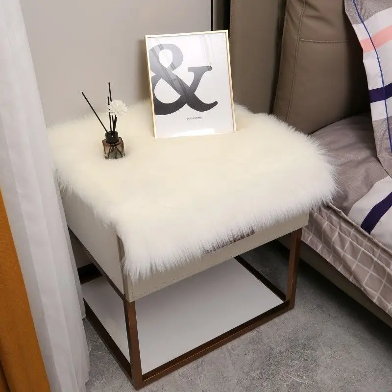 

Wool-like Tablecloth Bedroom Bedside Table Desk Mat Plush Dining Table Booth Mat