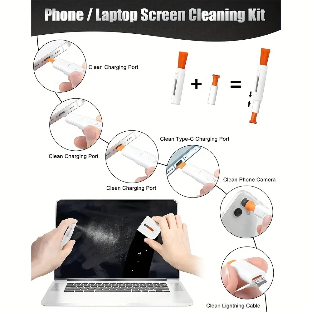 Multifunctional Tech Cleaning Kit with Precision Brushes and Wipes