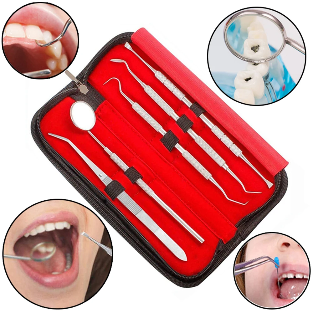 

Oral Dental Care Kit for Teeth Cleaning Whitening Plaque Tartar Removal Tools Toothpicks Dentist Mirror Tweezers Tartar Scraper