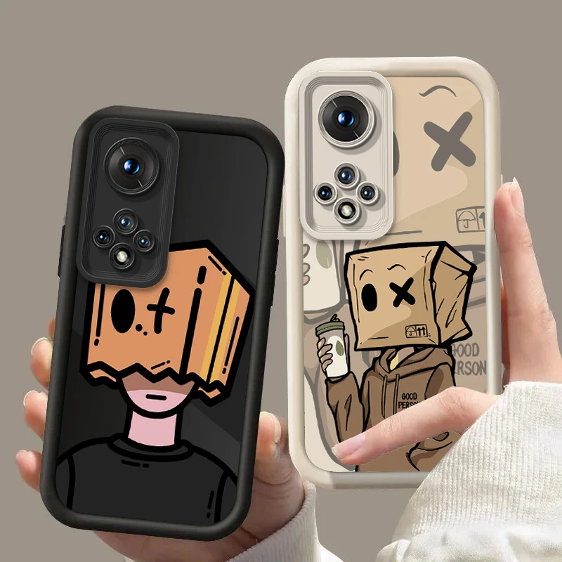 Cartoon Box Man Silicone Square Phone Case
