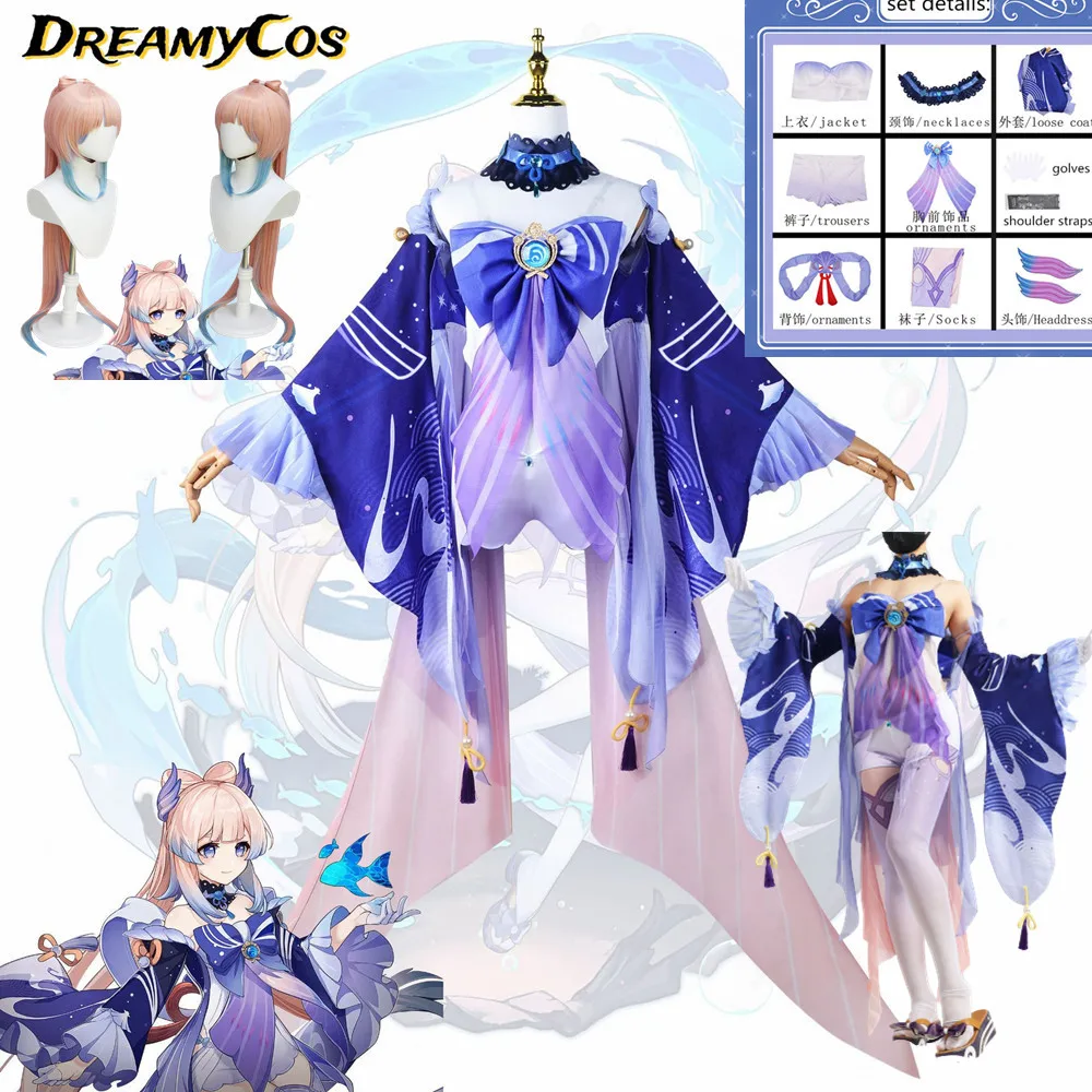 

Genshin Impact Kokomi Cosplay Costume Sangonomiya Kokomi Wig Shoes Sexy Women Halloween Party Fancy Dress Game Outfit Full Set
