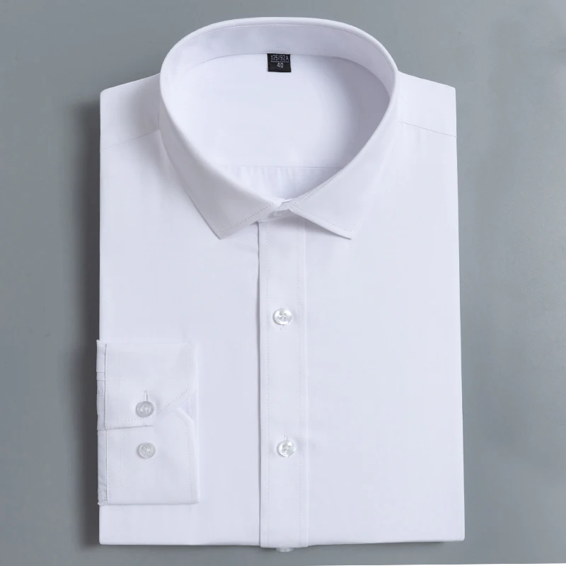 

Men Classic Long Sleeve Solid Plain Dress Shirt Regular Fit Formal Business Work Office Casual Button White Shirts S-8XL