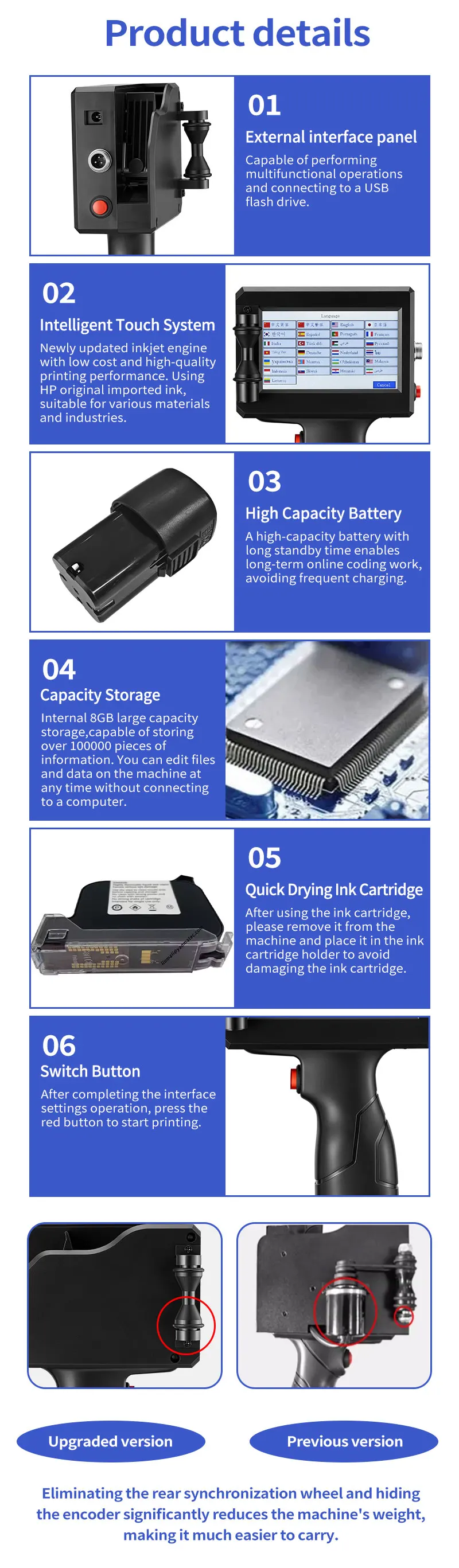 portable printer QR Bar Batch Code Date Logo Expiry Label Portable Handheld Jet