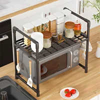 Support de rangement pour four à micro-ondes, organisateur de vaisselle pour ustensiles de cuisine de comptoir peu encombrant, étagère en plastique pour accessoires de cuisine 1 pièce 5