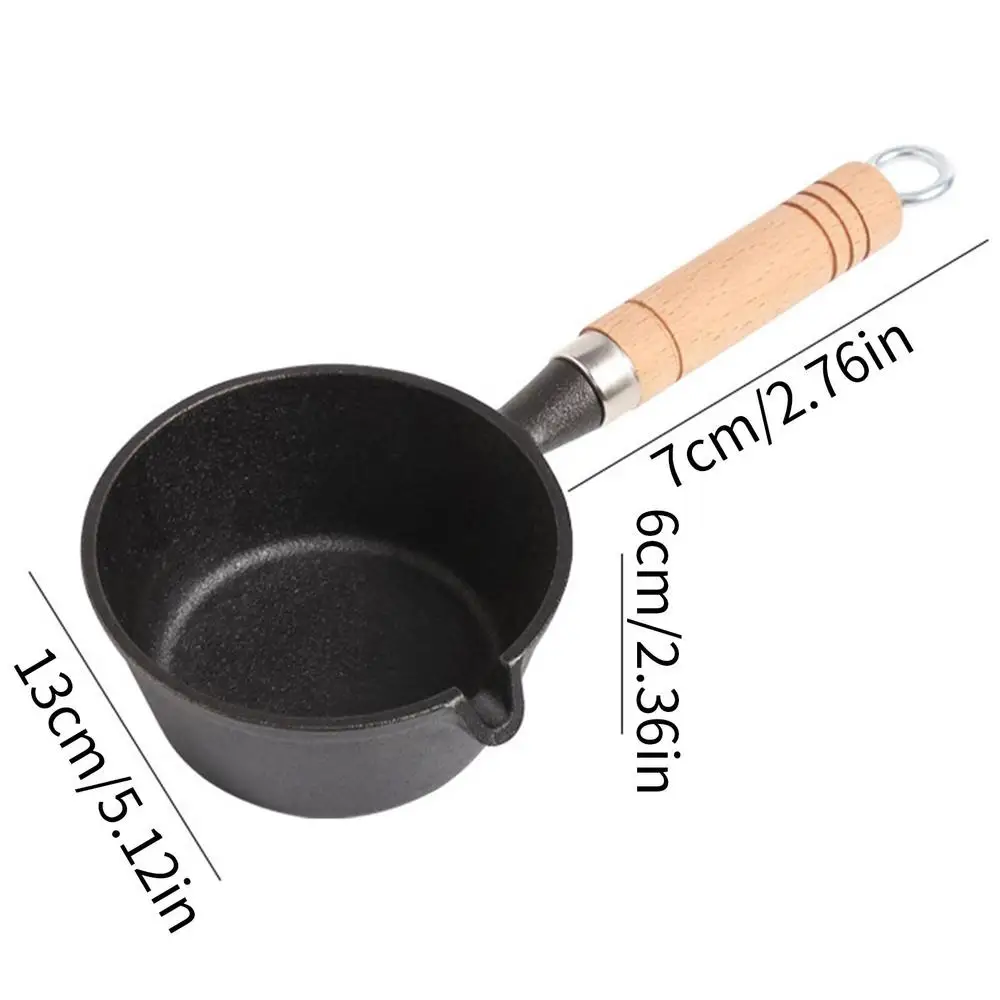 1pc Cast Iron Frying Pan, Non Stick Cast Iron Deep Pot With Lid, Small Milk  Pan With Handle, Uncoated Frying Pan Stock Pot For Induction, Electric And