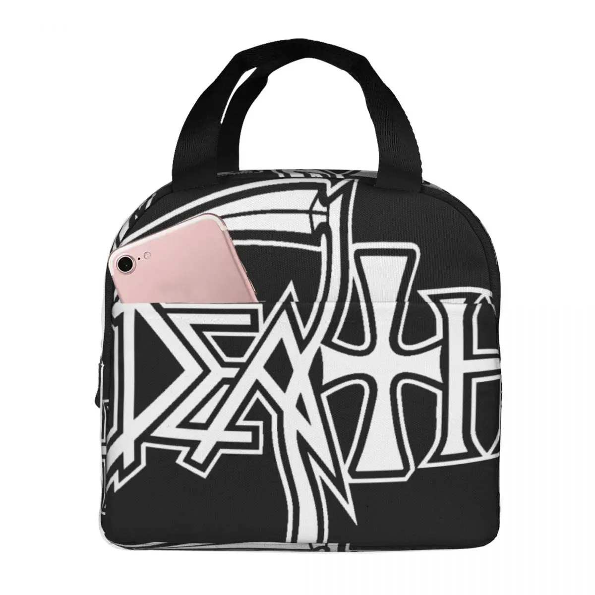 

Death Logo Lunch Bag Unisex Portable Cooler Insulated Lunch Box Food Bento Box