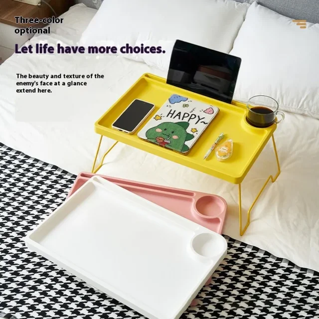 Home Room Desk Computer Table Multi Functional Bed Breakfast Table Camping Portable ABS Motion Desk Iron Leg Folding Table