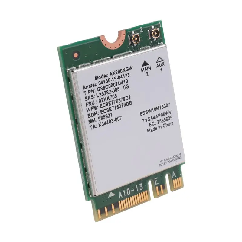 X49A-네트워크 카드 와이파이 카드 AX200 AX200NGW M.2 NGFF 블루투스 5.0 와이파이 6 2.4G/5G 802.11Ac/Ax