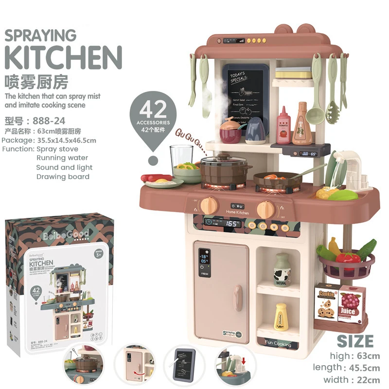 Kitchen Toys Infant Shining 93cm Kids Play House Kitchenware Set 65pcs Pretend Play Simulation Children's Cooking