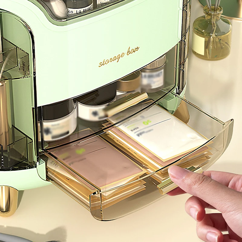 Grande capacità contenitore per cosmetici antipolvere organizer per trucchi per dischetti di cotone tamponi organizer per gioielli da bagno per cosmetici_voghion.com