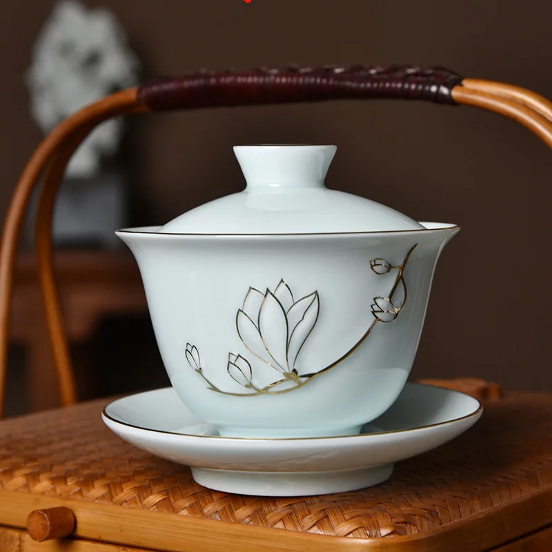 Teiera cinese Set di tazze con vassoio - Set di infusori per tè in ceramica da viaggio Teiera in