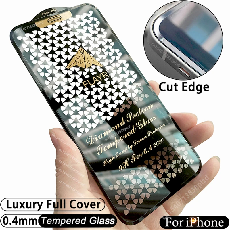 Tanie Cięcie krawędzi luksusowe szkło hartowane dla iPhone 14 12 Pro sklep