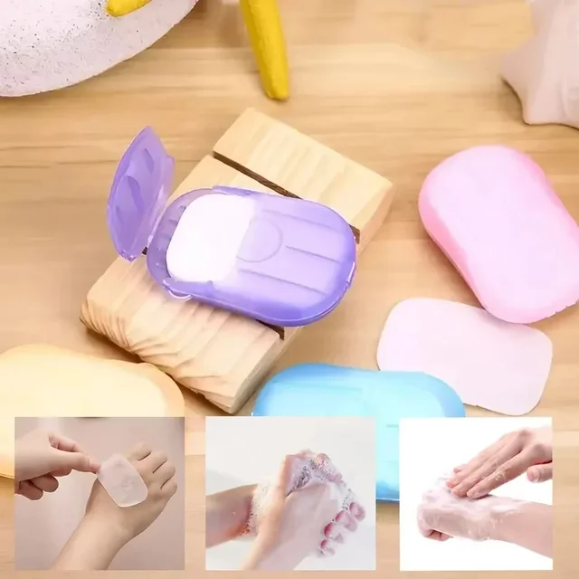50pack Disposable Paper Soap Portable Paper Soap with Plastic Box Foaming Paper Soap for Outdoor Camping Hiking Travel 3