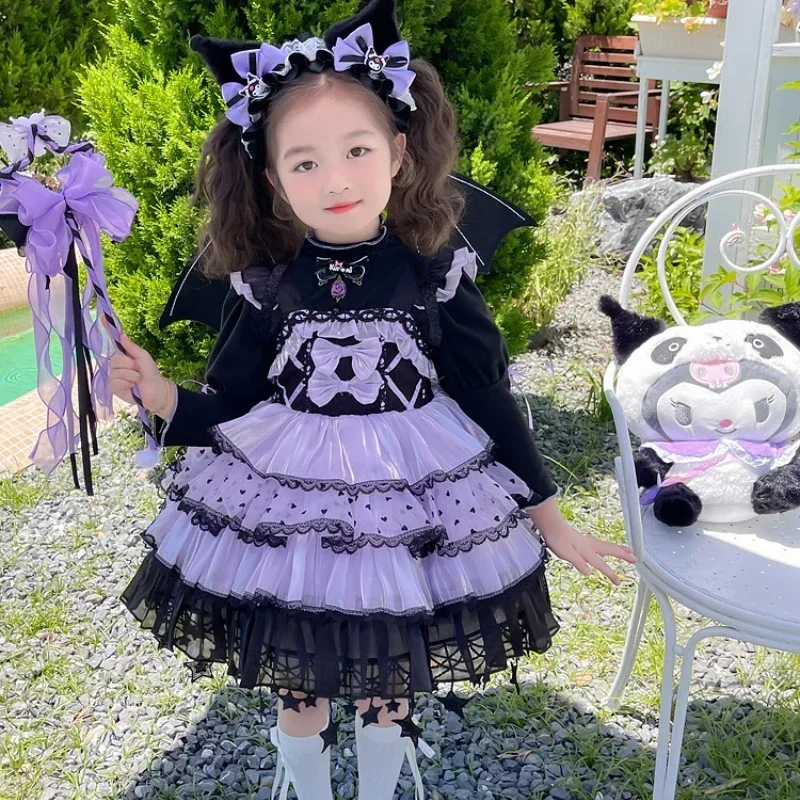 Anime Sanrio Kuromi Girl Cosplay Dress Autumn Lolita Princess Dress Halloween Cosplay Costume Exquisite Princess Gift