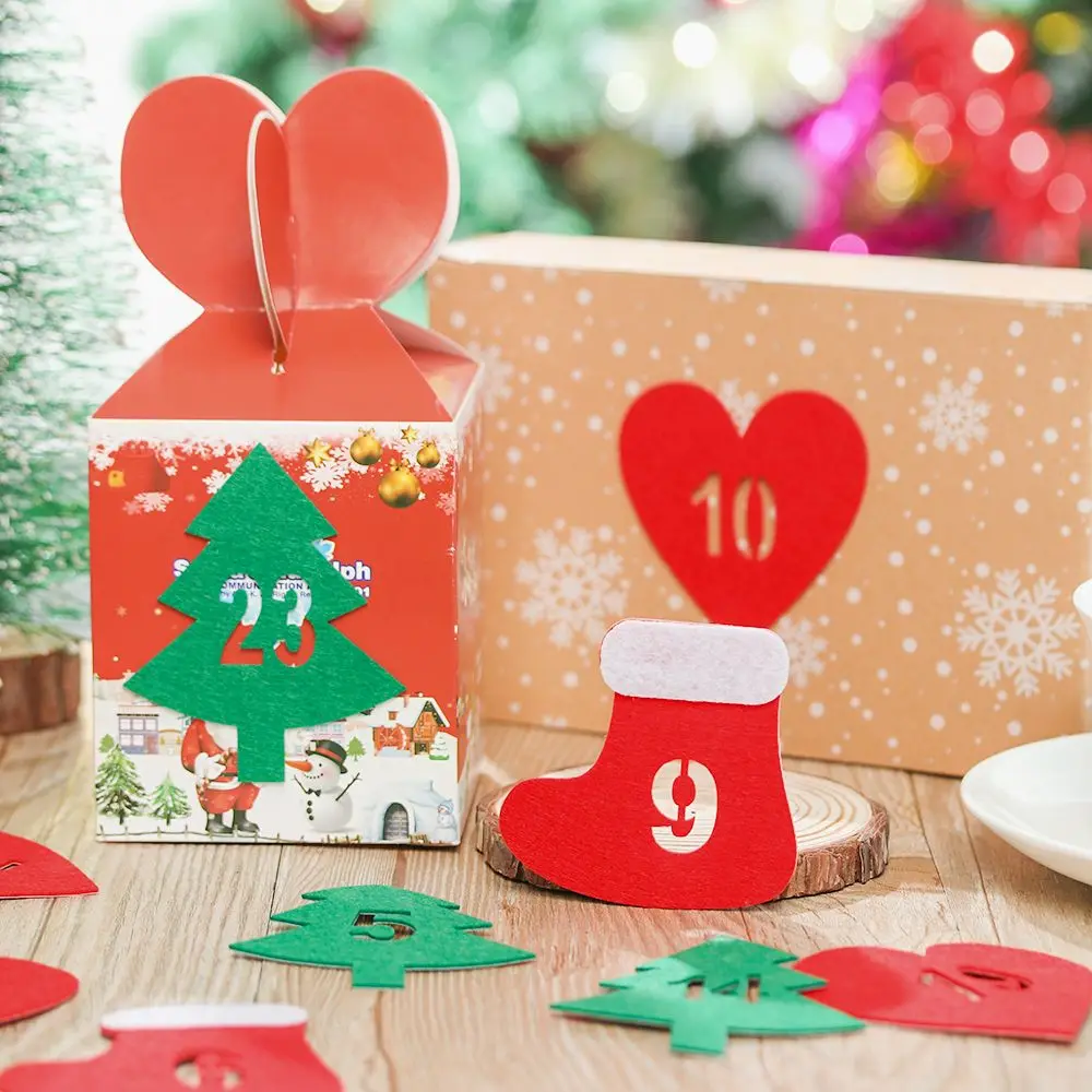 Merry Christmas Advent Calendar 24 Number Felt Countdown Calendar Sticker Xmas Decor DIY Gift Packing Label Supplies