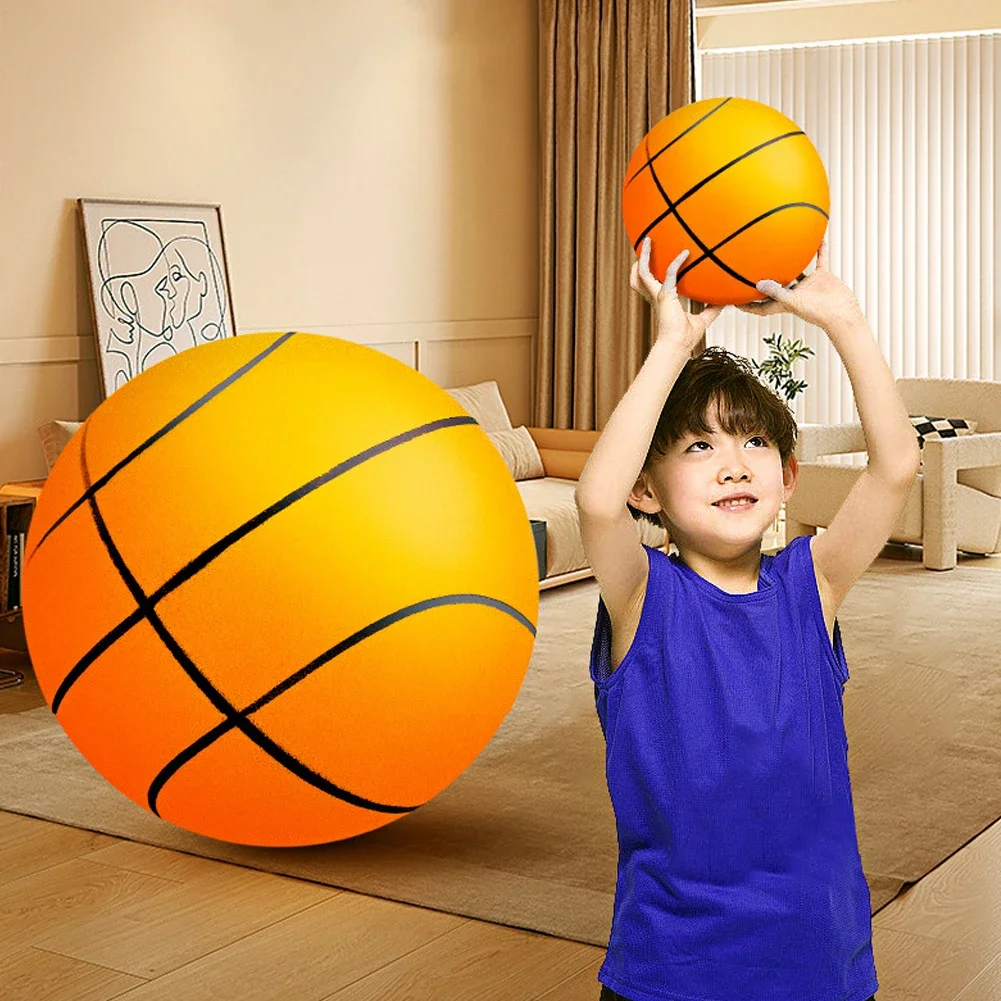 Bouncing Mute Ball Indoor Silent Basketball 8/21/24cm Foam Basketball Silent Soft Ball Size 7 Air Bounce Basket Ball Sports Toy