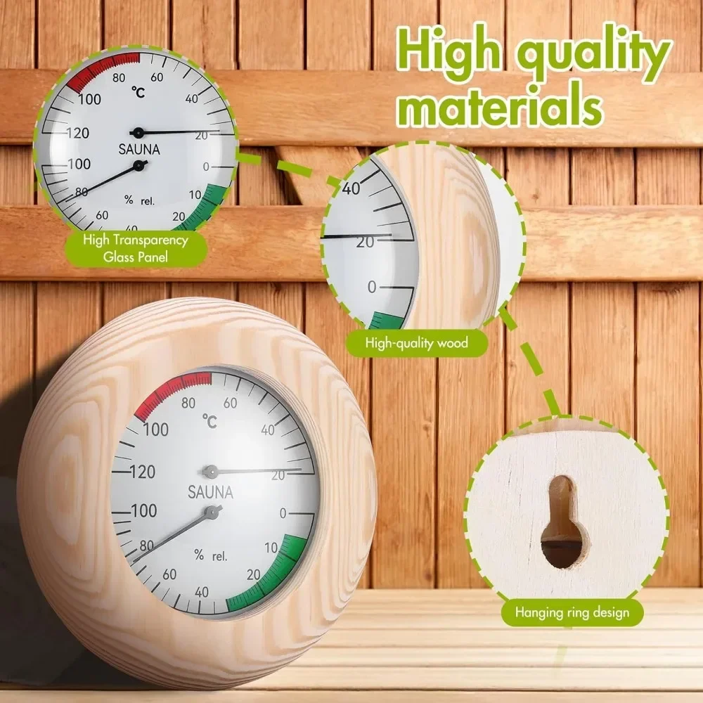 เครื่องวัดอุณหภูมิซาวน่า 2-in-1 และไฮโกรมิเตอร์ เครื่องวัดอุณหภูมิดิจิตอล ไฮโกรมิเตอร์สําหรับห้องอบไอน้ํา ห้องซาวน่า 1
