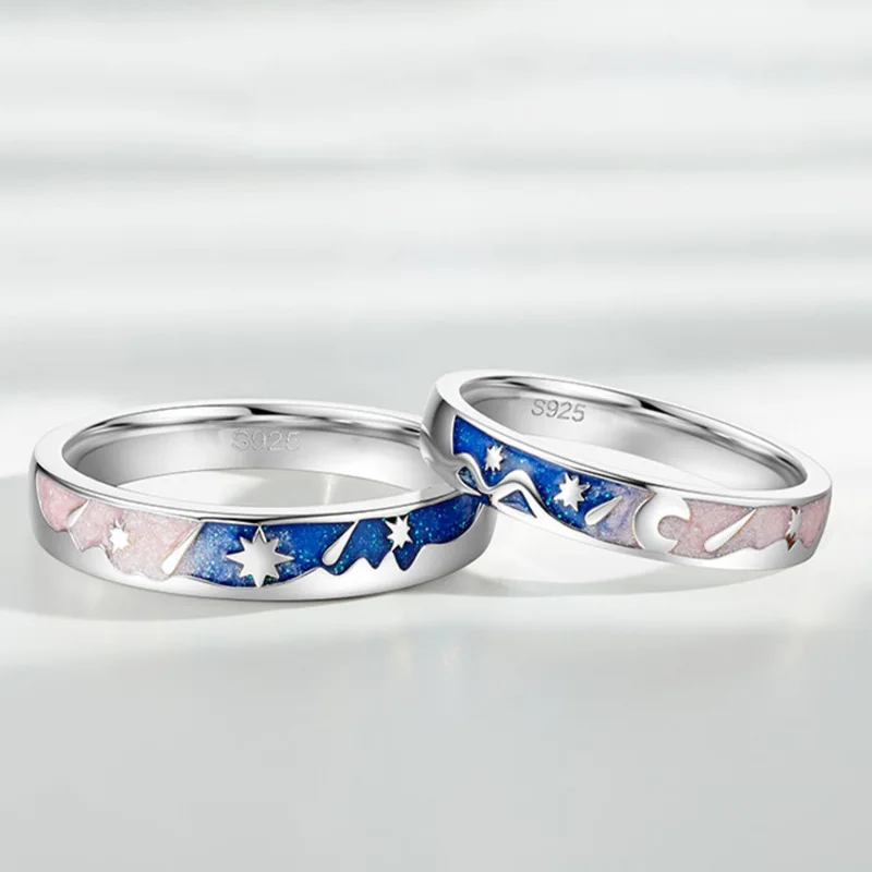 New Hot Sale Silver Color Dream Star Sky Sun Moon Meteor Fashion Couple Opening Ring Love Jewelry Gift Free Shipping  J828