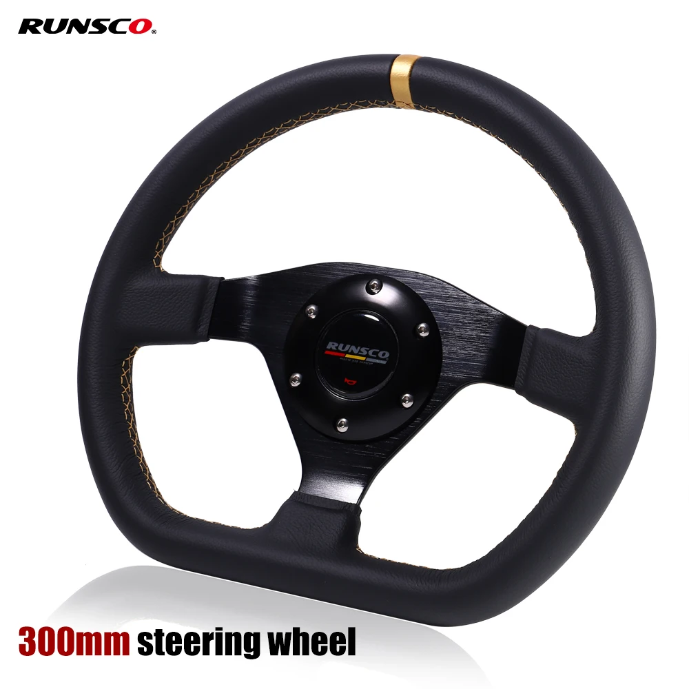 300mm Racing Steering Wheel Flat Leather Car Drift Pc GameSteering