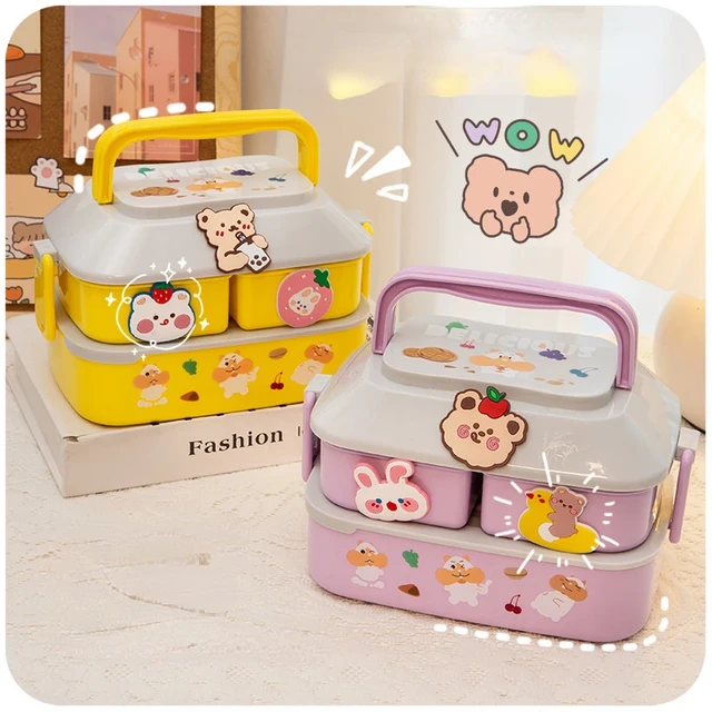 Kawaii Portable Lunch Box For Girls School Kids Plastic Picnic Bento Box  Microwave Food Box With Compartments Storage Containers - AliExpress