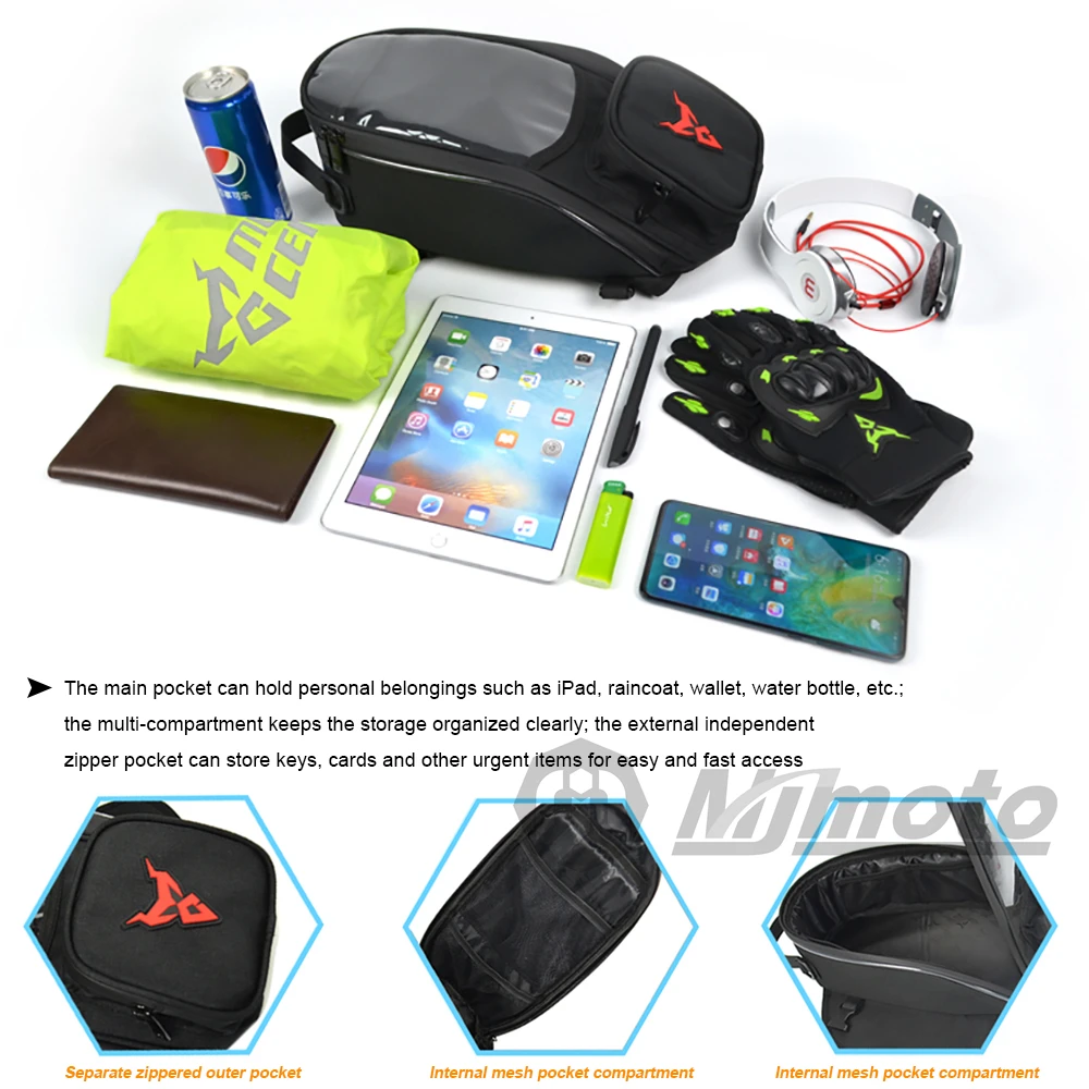 오토바이 내비게이션 탱크 가방, 혼다 야마하 오토바이용 대용량, 범용 강력한 마그네틱 가방, 오토바이 가방, 터치스크린