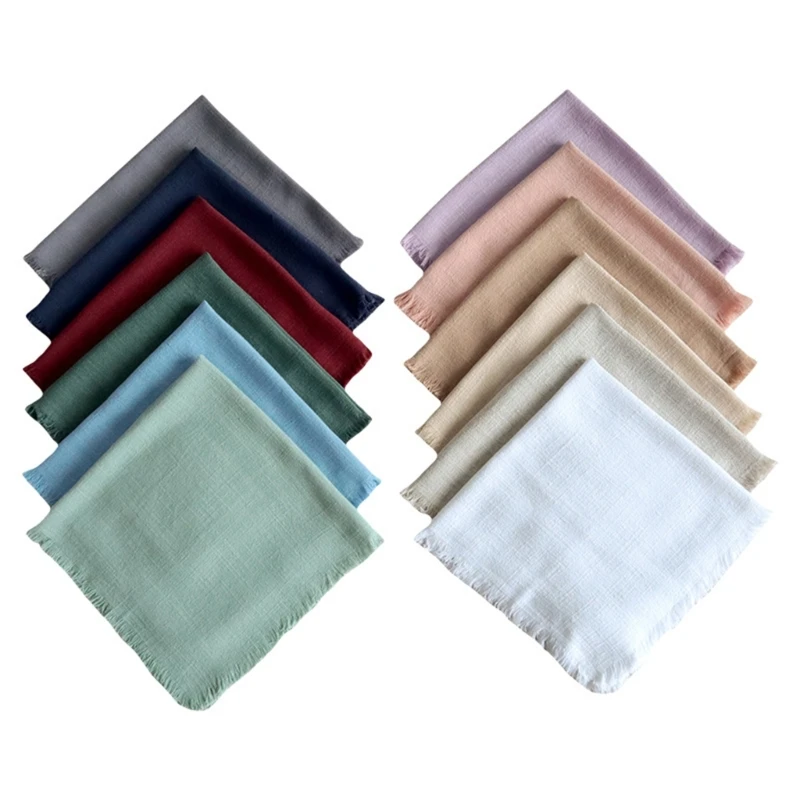 

448B Flowy-Linen Cloth-Napkin with Tassels Versatile Washable-Table-Napkins for Wedding Party Cloth-Napkins with-Fringe Decor
