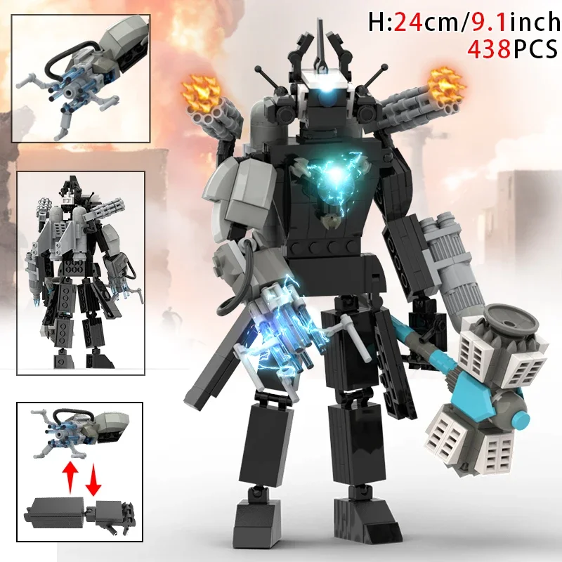 thumbnail image 1 of Bloques de construcción de inodoros Moc Skibidi, Titan Clock Man 2.0, Camerman, Speakerman, TVMan, ladrillos, modelos de juguetes para niños, regalo, juguetes de Pascua, 1 of 5