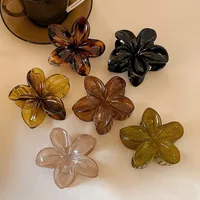 Women's Laser Mermaid Princess Flower Shaped 8cm/3.15in Large-Size Brown Beige Lightweight Plastic Hair Clips Fashionable And 5
