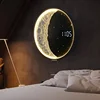 Modern Moon Wall Lamp Creative Home Decor with Clock Room Decoration Hanging Decorations Simple Bedroom Bedside Atmosphere Lamp 1