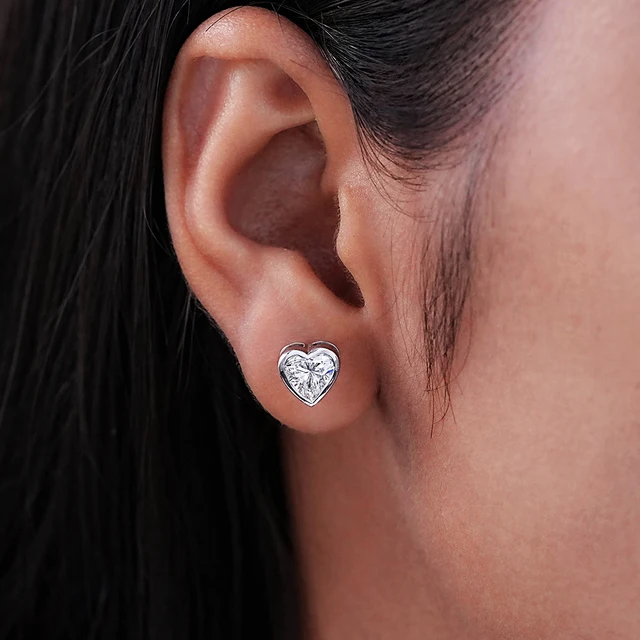 BXINY – boucles d'oreilles en moissanite à taille cœur, 100% argent S925, 0,5 ct, clous d'oreilles en diamant pour femmes, cadeau de mariage, bijoux fins