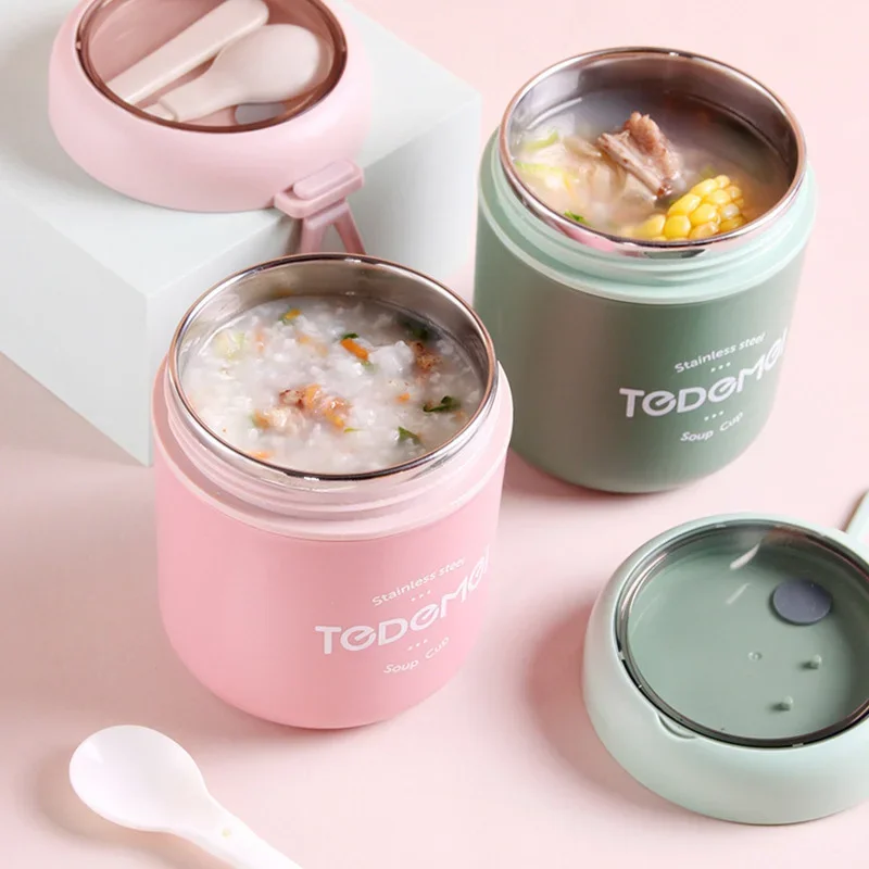 530ml/710ml Food Insulation Jar Insulation Soup Cup Lunch Box Stainless Steel Lunch Box Thermos Keep Warm for School Children