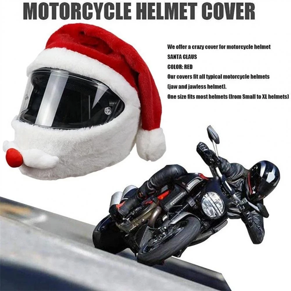 Motorcycle helmet christmas hat Plush Handmade Cute Helmet Cover Christmas Style Festive Touch Helmet hood Sleeve