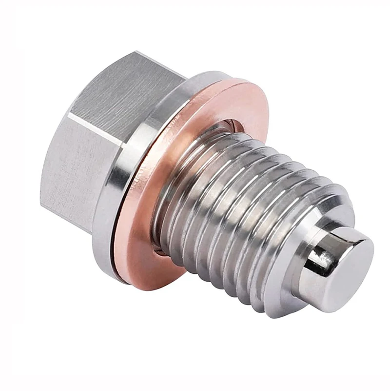 

M14 x 1.5 M12 M16 M18 M20 Magnetic stainless steel Oil Drain Plug Sump Drain Nut Bolt with Copper Gasket Crush Washer