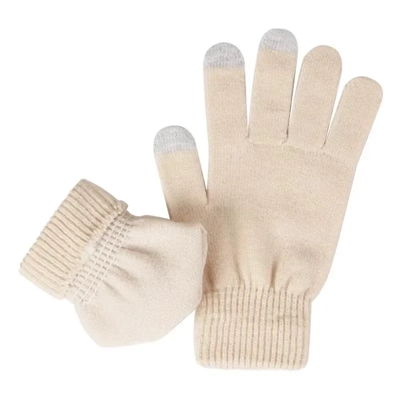 3Pcs Winter Knitted Hat Scarf Gloves Set for Children Solid Color Bonnet Cute Pompom Woolen Hats Warm Plush Scarves Accessories