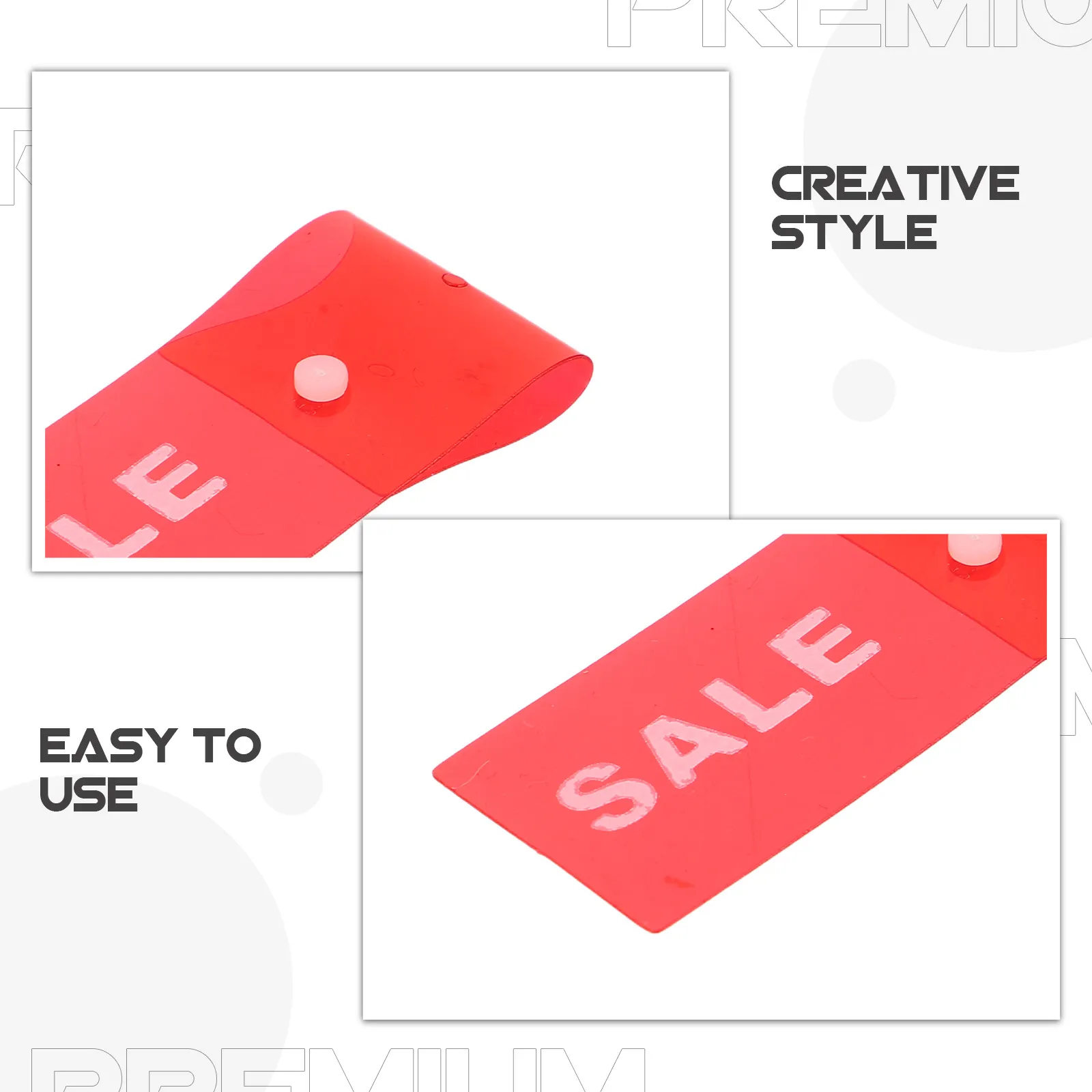 10Pcs 옷걸이 마커 판매 태그 PVC 플라스틱 재사용 가능한 매장 조직 소매 상품 태그 스냅 디자인 레드