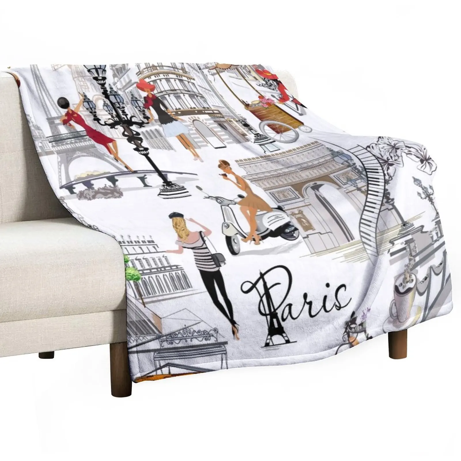 

Travel to Paris Throw Blanket Personalized Gift Sofas Winter bed blankets