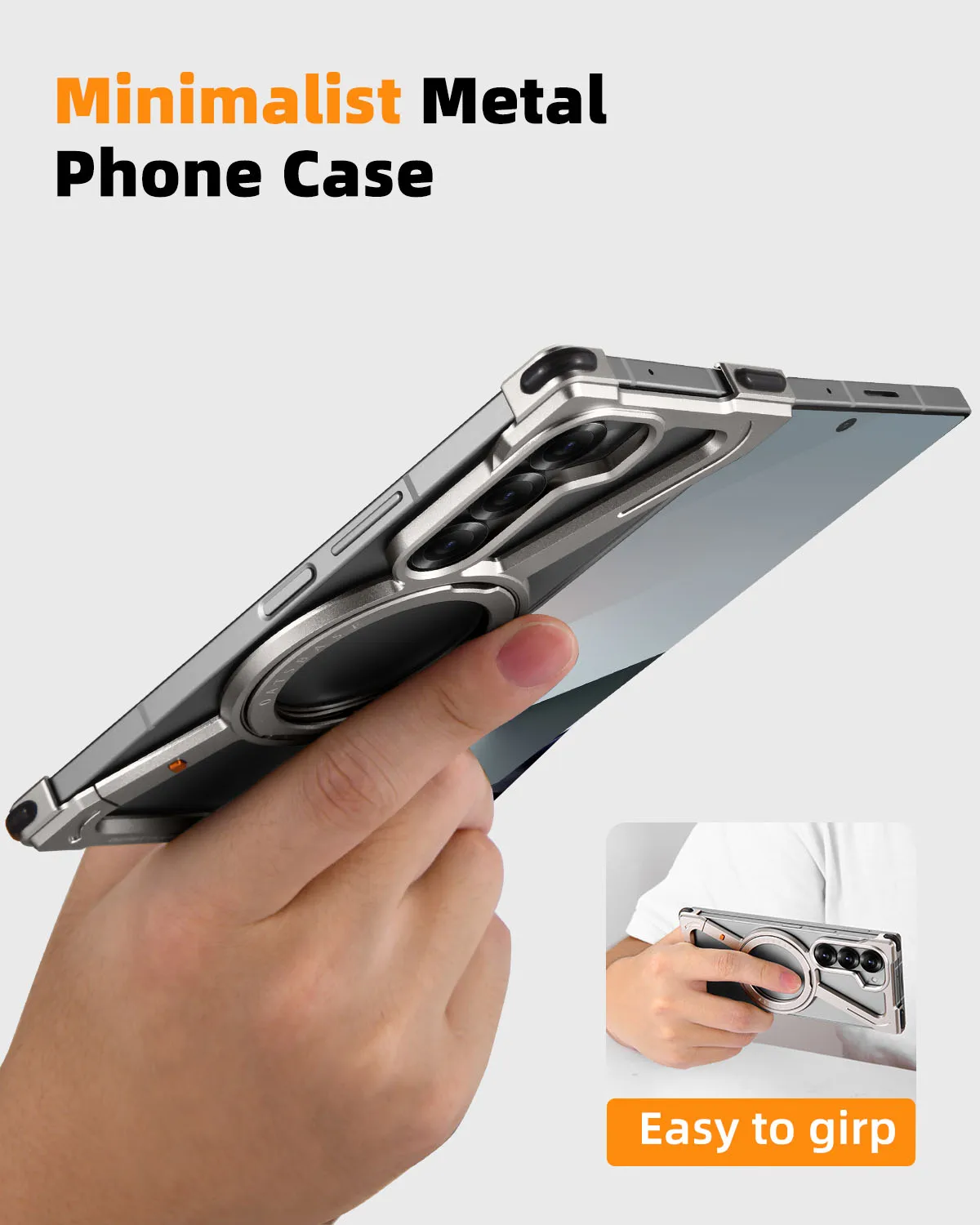 Premium Magnetic Metal Phone Case with Stand – Shockproof Frameless Cover