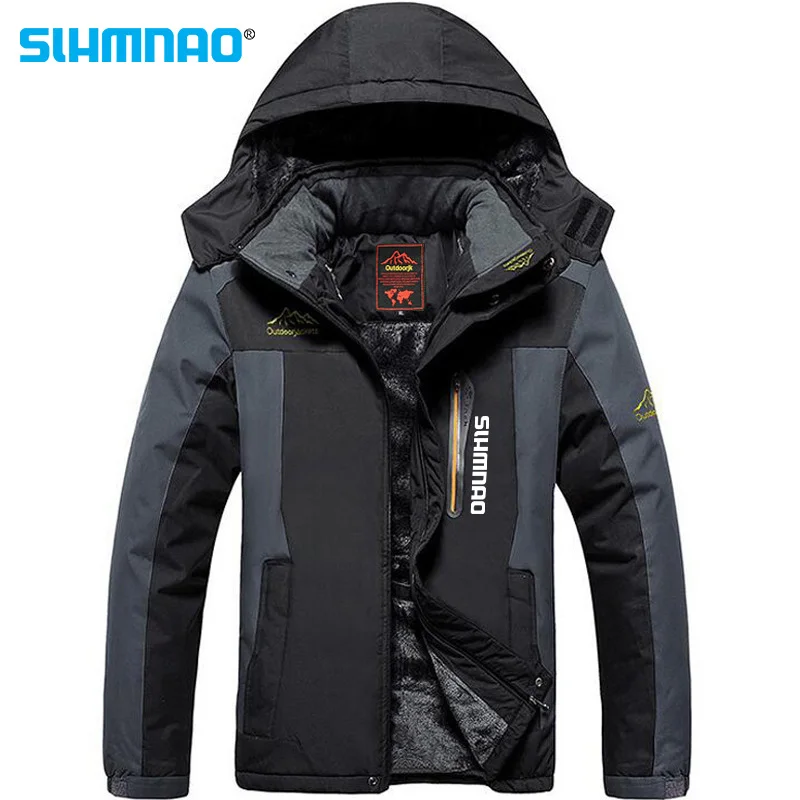 Winter Fishing Jacket Anti Splash Fat Added Outdoor Mountaineering Jacket Plush Insulation Snow Skiing Suit