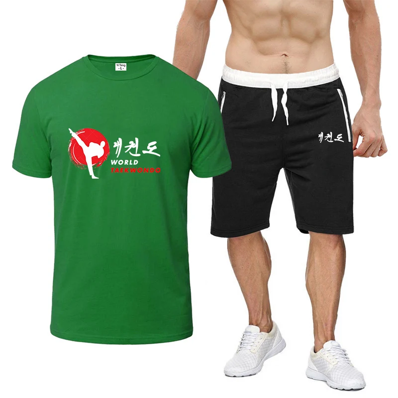 Summer Mens Comfortable Leisure Print Tshirt Shorts Set