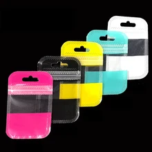

50pcs Resealable Self Sealing OPP Bags Colorful Plastic Storage Wrap Pouch with Hang Hole for Jewelry Retail Display Packaging