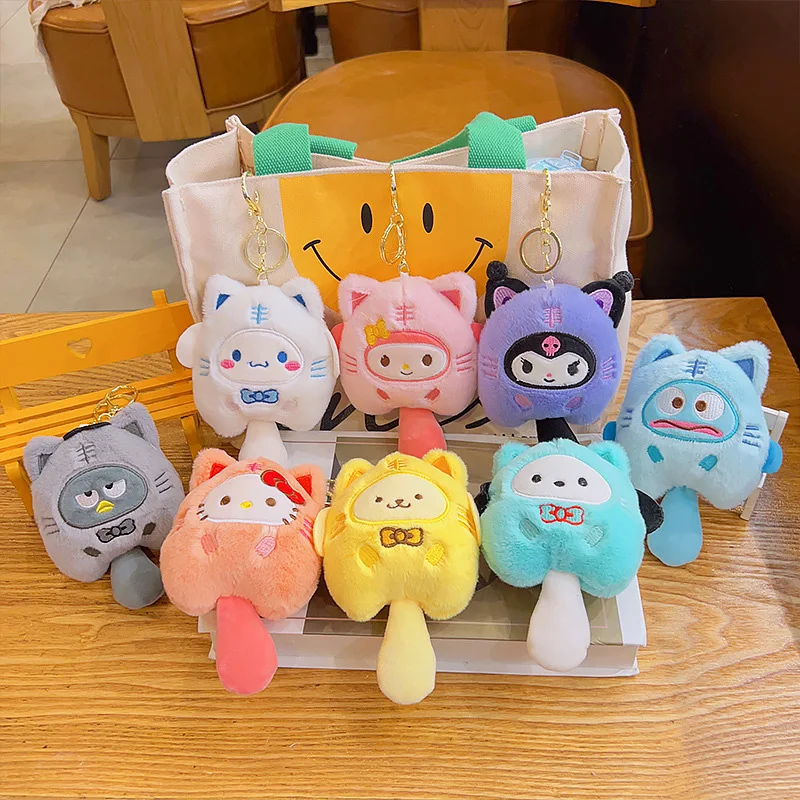 

New 15cm Sanrio Plush Stuffed Toys Kuromi Cinnamoroll Cartoon Figures Keychain Pendant Doll Baby Birthday Gift Kawaii Xmas Decor