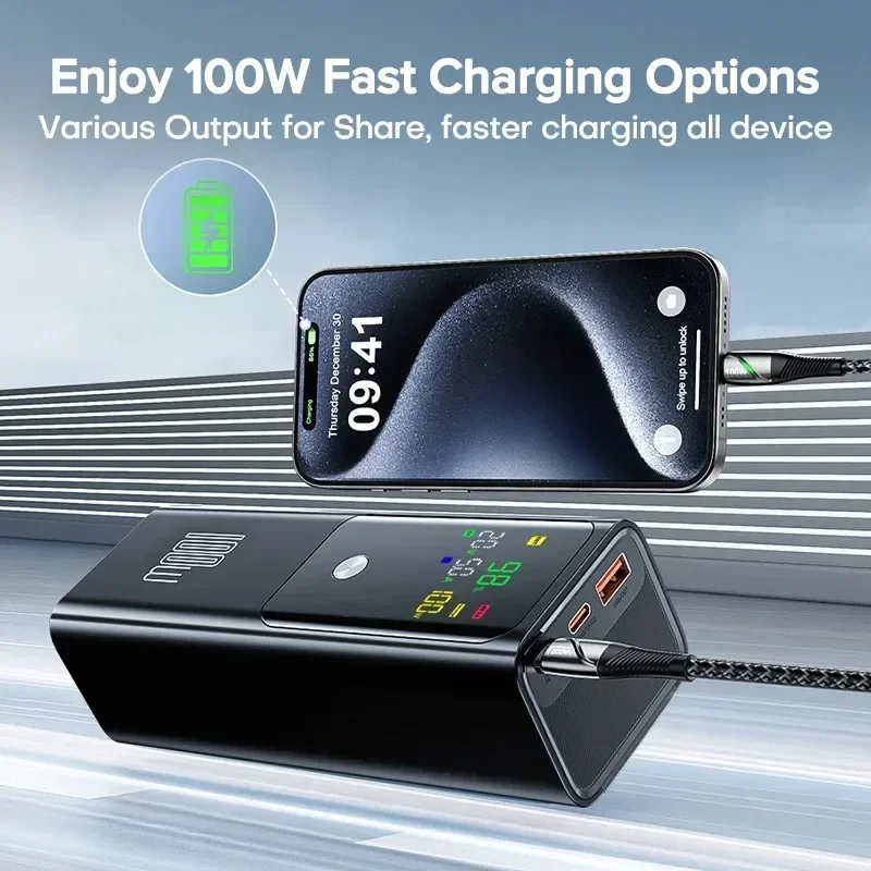 New PD100W Fast Charging Power Bank 20000mAh High Capacity Portable Charger External Spare Battery Laptop Powerbank for IPhone 5