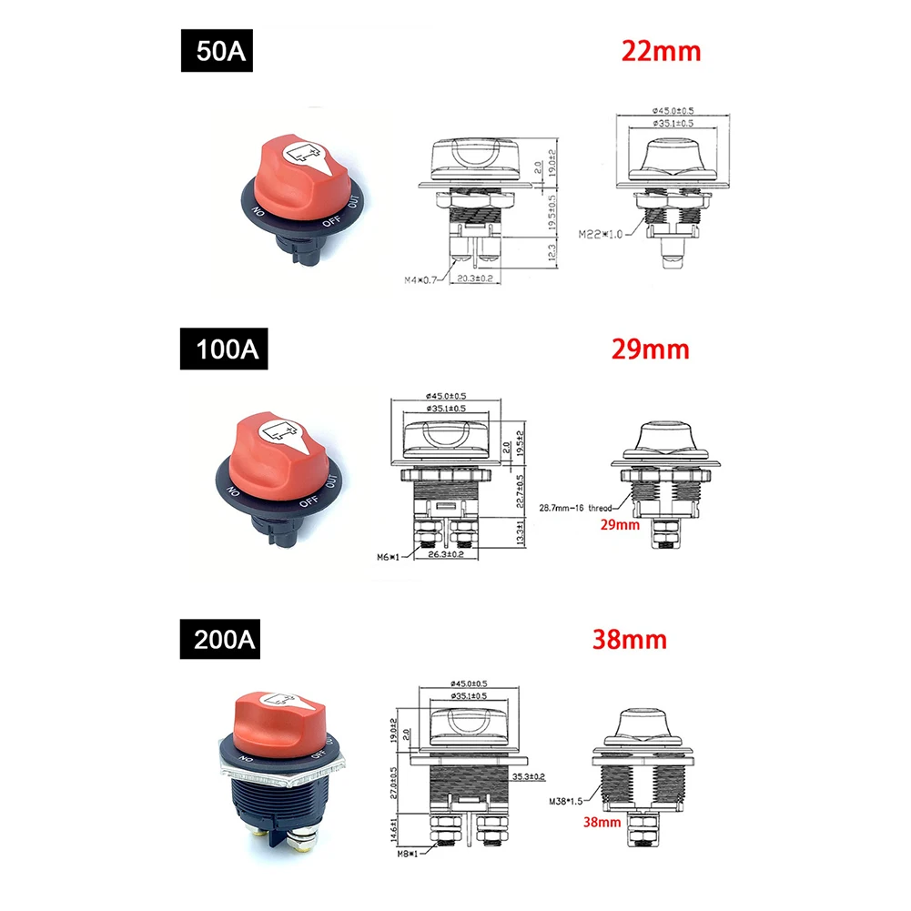 12V-48V 50A/100A/200A/300A Auto DC Batterie Trennen Schalter 2