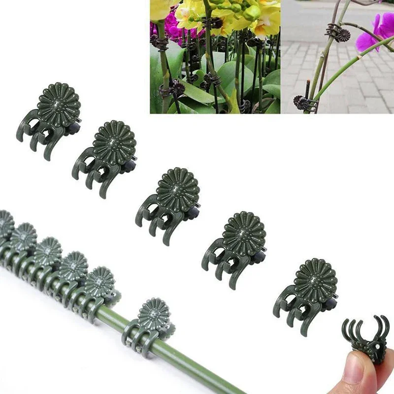 Plant Clips 30/50PCS 5-Claw Orchid Flowers Support Clamp Climbing Vine Stem Clasp Tied Bundle Branch Garden Tools