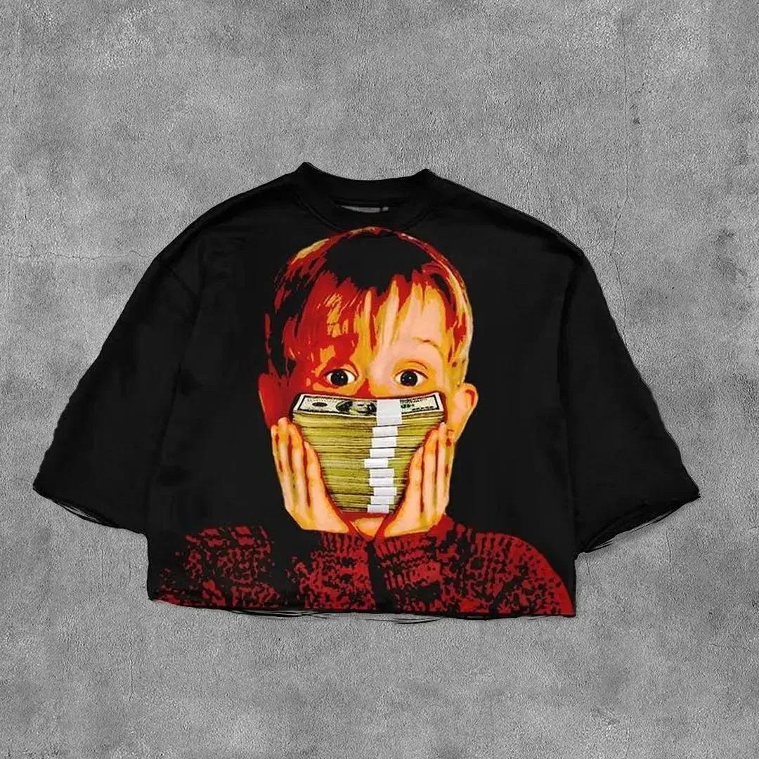Y2K Street Harajuku Hip hop mens top short sleeve T-shirt Goth High Street casual print loose T-shirt oversized t shirt gulf