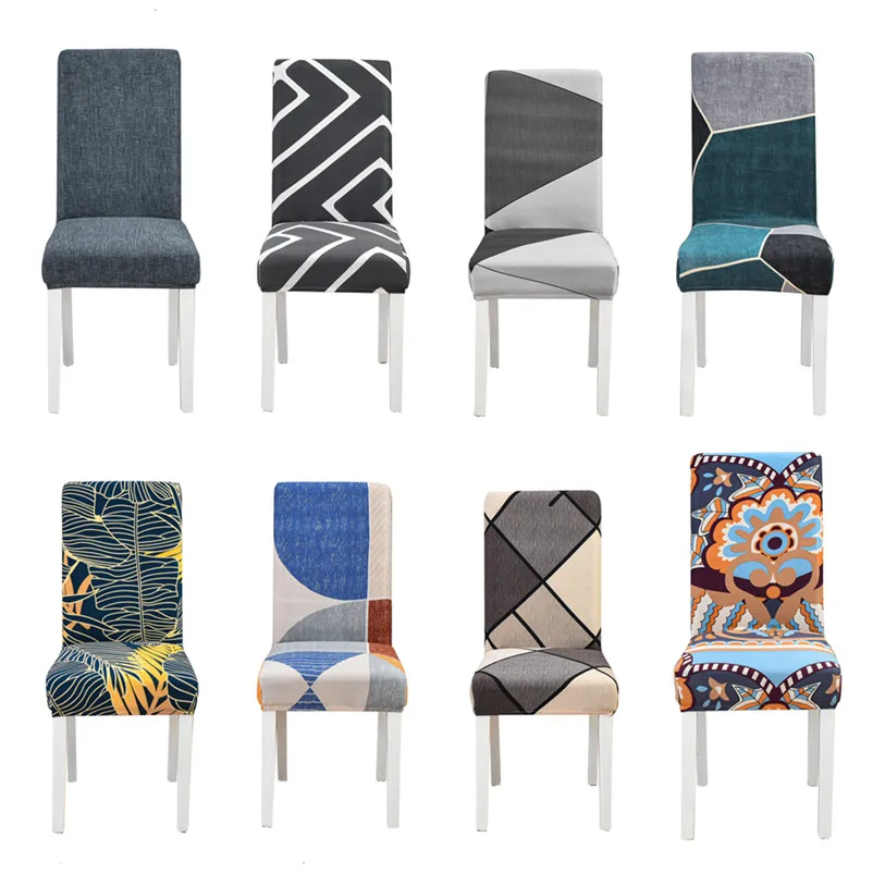 Geometric Dining Chair Cover Elastic Chair Covers For Office Restaurant